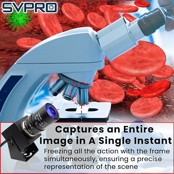SVPRO 2MP Global Shutter USB Camera 90FPS High Speed Camera with 5-50mm Zoom Lens,Manual Focus Webcam for Glof Swing,10X Optical Zoom Industrial Video Camera USB Plug and Play for Computer