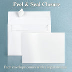 White Shimmer Blank Cards and Envelopes, Goefun 5x7 Flat Cardstock and A7 Envelopes Self Seal 100 Pack for Wedding, Invitations, DIY Greeting Cardstock, Thank You Cards & All Occasion (Unfolded)