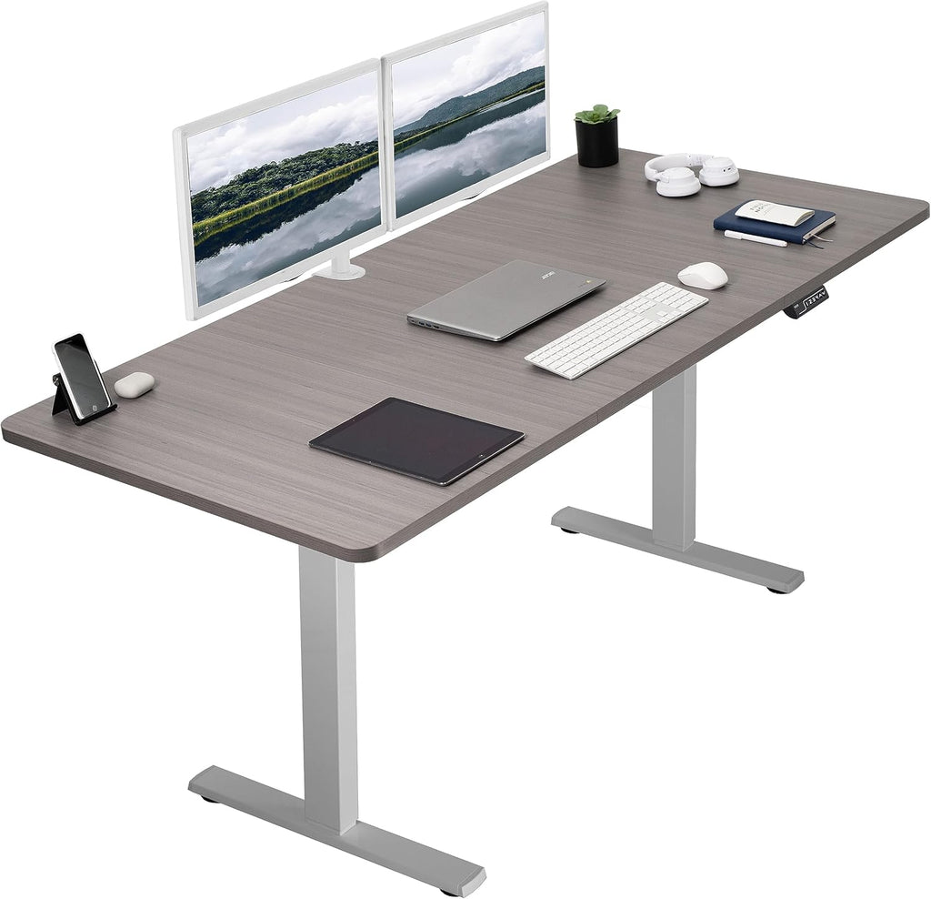 VIVO Electric 71 x 36 in Standing Desk, Memory Height Adjustment, 1B Series, Dark Gray Top Gray Frame, DESK-KIT-1G7G-36