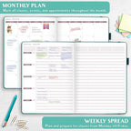 Legend Teacher Planner – Undated Lesson Plan Book for Teachers with Weekly & Monthly Calendars - Classroom Organization & School Year Planner – 8.5”x11.5” Hardcover (Viridian Green)