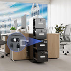 4 Drawer File Cabinet, Metal Vertical Filing Cabinet with 4 Lock,Office Home File Cabinet with Name Card Holder for A4 Letter/Legal Size, 14.96" W x 17.72" D x 55.2" H, Assembly Required(Black)