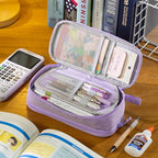 CICIMELON Large Pencil Case Big Storage Pen Pouch Bag with Compartment for School Supplies Office College Teen Boys Girls Adults, Upgraded Purple