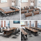 Conference Table, Folding Conference Tables Modern White, Conference Room Table with Wheels, 2-10 People for Office, Meeting Room (6, 1619YHT, 61IN)