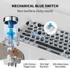 EWEADN TK950 Typewriter Keyboard Wireless Mechanical Keyboard, 104 Keys Aesthetic Typewriter Keyboards with Blue Backlit, Anti-Ghosting, Blue Switch Bluetooth/2.4GHz/Wired Cute keyboards-Black