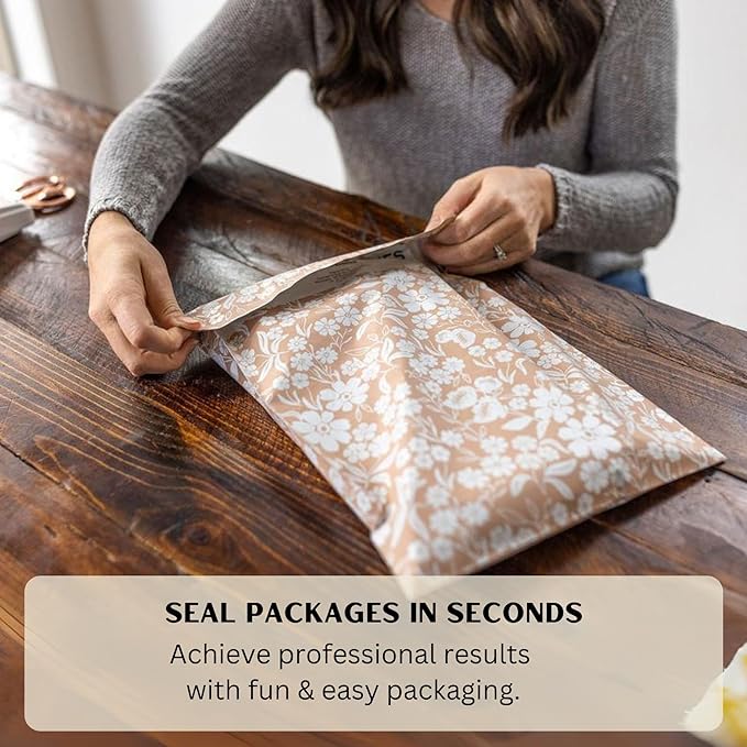 Poly Mailers 10x13 Inch 50 Pack Medium Shipping Bags Strong Thick Mailing Envelopes | Self Sealing Adhesive | Waterproof & Tear Resistant | Small Business Packaging for Clothing - Floral Dusty Pink