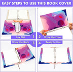 Feela 8 Pack Stretchable Jumbo Fabric Book Covers - Washable Durable Reusable Nylon for Hardcover Textbooks Notebooks up to 9"x11" - 8 Neon Patterns