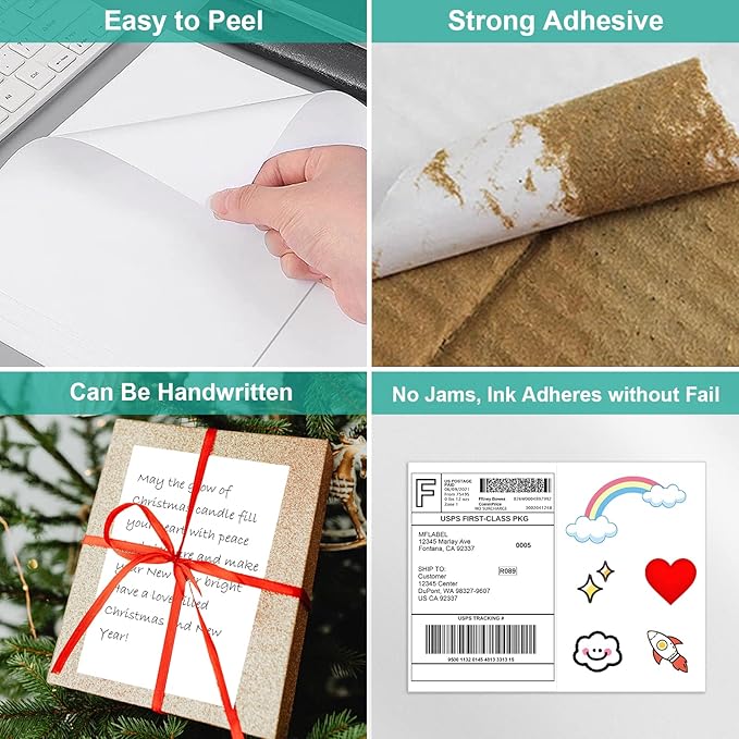 MFLABEL Half Sheet Shipping Labels 8.5x11 Inch - No Cut Needed! Self-Adhesive 8.5"x5.5" Labels for Laser/Inkjet (2000 Sheets = 4000 Labels) + Free 192 Fragile Stickers - FBA, UPS, FedEx