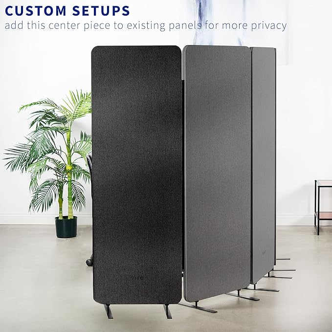 VIVO Freestanding 24 x 66 inch Privacy Panel, Cubicle Divider, Acoustic Wall Partition, Single 24 inch Panel with 2-Sided Zipper Attachment System, Dark Gray, PP-1-T024D