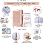 Law of Attraction Planner – Undated Hourly, Weekly & Monthly Goal Setting Planner, 12-Month to Increase Productivity | Life & Gratitude Journal, Include Foldable Vision Board, Gift Box & Stickers