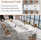 Conference Table, Folding Conference Tables for 2-20 People, Modern Conference Room Table with Wheels, Super Sturdy Large Rectangle Mobile Meeting Seminar Tables for Office (4PCS 70.8in)