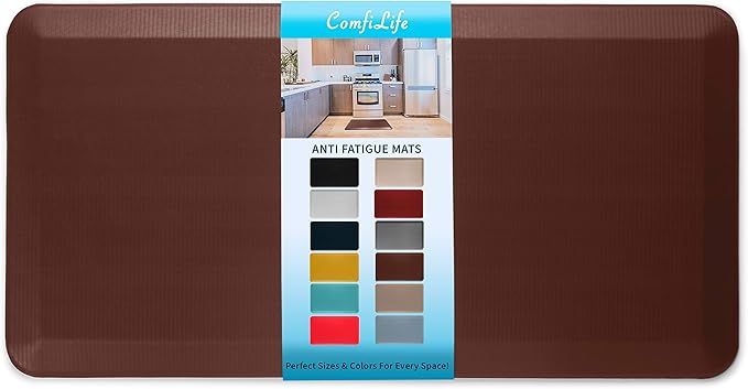 ComfiLife Anti Fatigue Floor Mat – 3/4 Inch Thick Kitchen Mats for Floor, Standing Desk Mat, Kitchen Rug – Comfort at Home, Office – Durable – Stain Resistant – Non-Slip Bottom (24" x 70", Brown)
