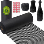 Honeycomb Packing Paper, HONSREO 15 Inches x 230 Feet Eco Friendly Recyclable Cushioning Material, Bubble Wrap for Moving Shipping Breakable Supplies with 20 Fragile Sticker Lables (Black)