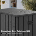 PURPLE LEAF Outdoor Deck Box 100 Gallon Waterproof Lockable Storage Box Container with Lid Deck Organization for Patio Cushions Side Table Pool Accessories Garden Tools, Gray