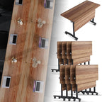 Folding Conference Room Table, Modern Conference Tables with Silent Wheels, Large Rectangular Mobile Training Tables for Office Classroom, Foldable Modular Boardroom Seminar Table (8pack L47.2in)