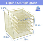 gianotter Desk Organizers and Accessories, 6-Tier Paper Organizer with Magazine rack, File Organizer for Desk, Office Accessories & Workspace (Gold)