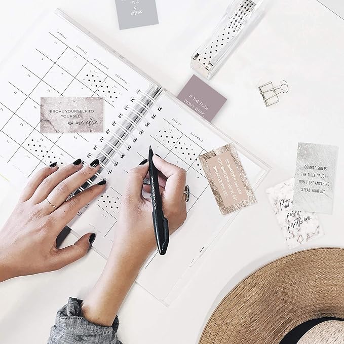 Canopy Street Marble Quartz Daily Gratitude Cards / 50 Motivational Kindness Cards / 25 Inspirational Quote Card Designs / 2.5” x 3” Uplifting Business Cards