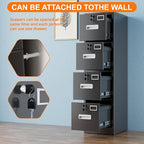 4 Drawer Metal Vertical File Cabinet with 4 Independent Locks, Home Office File Cabinet with Card Holder for Letter/Legal/A4 Folders, Black Filing Cabinet, Assembly Required, 4 Drawers