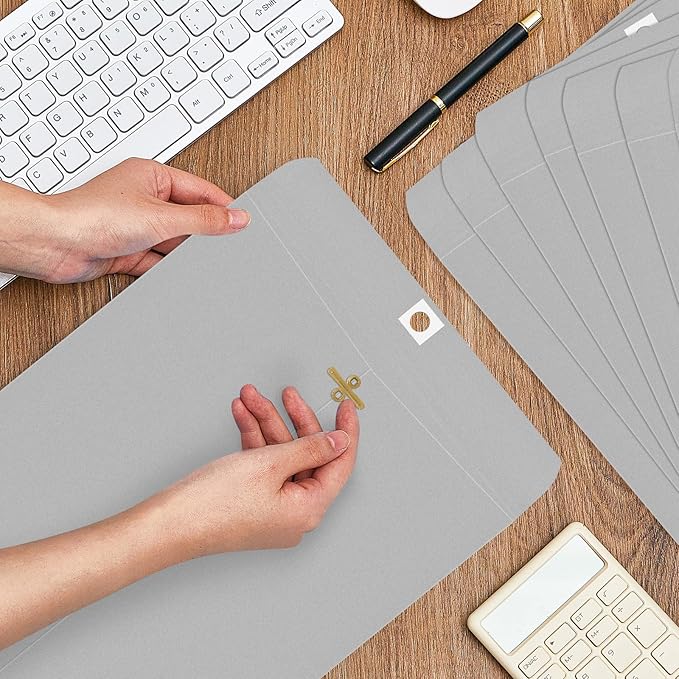 Geyee 50 Pcs 9 x 12 Inch Gray Manilla Clasp Envelopes Letter Size Mailing Envelopes with Clasp Closure for Filing Storing Documents Office Home Business School
