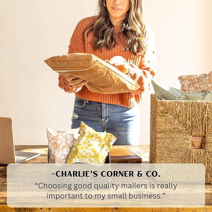 Poly Mailers 10x13 Inch 50 Pack Medium Shipping Bags Strong Thick Mailing Envelopes | Self Sealing Adhesive | Waterproof & Tear Resistant | Small Business Packaging for Clothing - Boho Brown