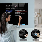 Magnetic Glass Writeboard 72"x48" Premium Tempered Dry Erase Boards Wall Mounted Frameless Whiteboard Bulletin Message Boards (Black)