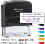 Custom Self Inking Rubber Stamp - Up to 4 Lines of Text - Choose from 15 Ink Colors - Medium Size