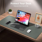 Aothia Leather Desk Protector, Mouse Mat, Non-Slip PU Leather Blotter, Laptop Desk Mat, Waterproof Writing Pad for Office and Home (Jungle Green, 36" x 17")