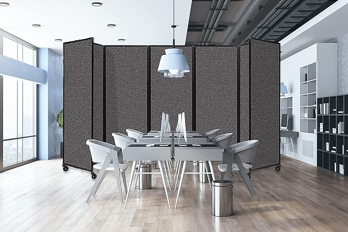 Versare Room Divider 360 Portable Wall Partition | Folding Panels | Large Freestanding Divider | Locking Wheels | Temporary Room Separator