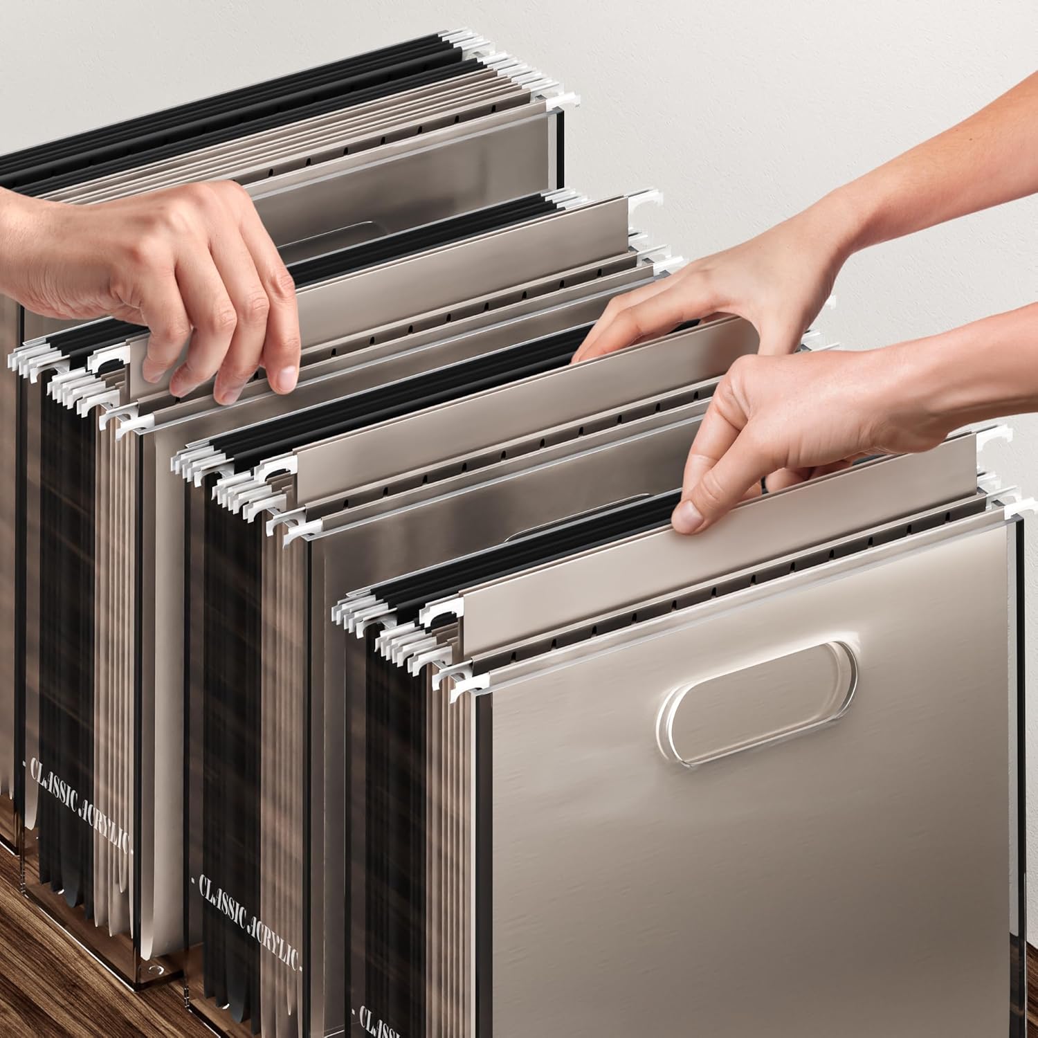 File Organizer for Desk - This Acrylic Storage Box is great for Office Organization - Its Modern Acrylic Magazine Holder makes a Great Gift for Home/Work Space