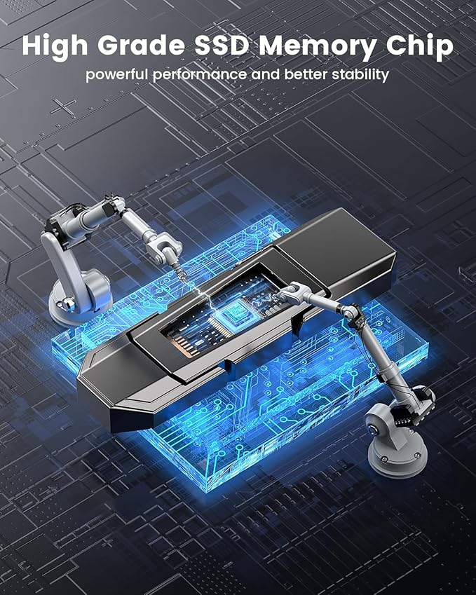 RAOYI 512GB USB C External SSD, 2-in-1 Solid State Drive Up to 450MB/s Dual USB 3.2 + Type-C Thumb Drive Portable SSD Drive for iPhone 15/16, Android, Tablet, PC and PS4