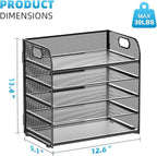 Marbrasse Desk Organizer - 5 Tier Paper Letter Tray, Mesh File Organizer with Handle for Office, School and Home