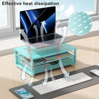 gianotter Computer Monitor Stand Riser, office organizer with Drawer, Office Organizers Storage for Classroom Office Supplies (Blue)