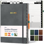 Ensight 2025-2026 HARDCOVER Leather Planner Weekly & Monthly - 8.5x11 Inches - Academic Planner Business Personal or Student - Pen Holder, Thick Paper, July 2025 - June 2026 (Grey)
