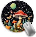 Mushroom Mouse Pad, Round Mouse Pads for Desk, Small Mini Travel Mousepad with Non-Slip Rubber Base for Work Wireless Computer Laptop, Cute Office Desk Accessories, 8.6 x 8.6 inch