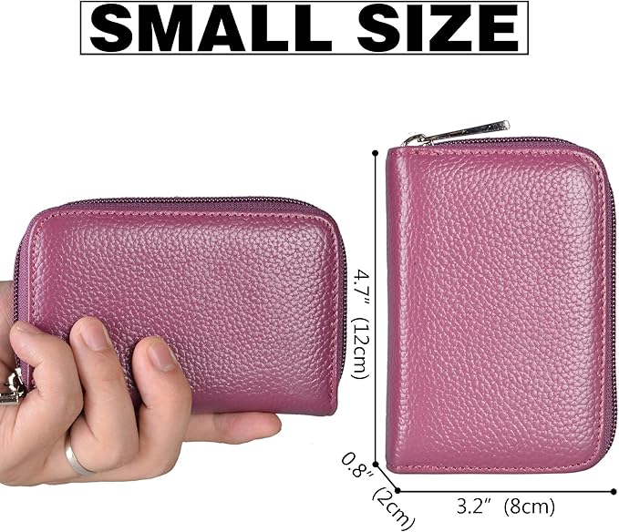 Easyoulife Genuine Leather Credit Card Holder Zipper Wallet With 26 Card Slots