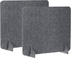 PATIKIL Desk Divider, 2 Set 24 x 24 Inch Acoustic Freestanding Desk Divider Desk Privacy Panel with 4 Pcs Support Feet for Library Office Workstation, Dark Grey