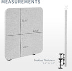 VIVO Clamp-on/Screw-on 24 x 24 inch Privacy Panel, Sound Absorbing Cubicle Desk Divider, Acoustic Partition, Gray, PP-1-V024G