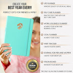 Hourly Planner - Undated Daily, Weekly & Monthly Planner with Budget Section | A 12 Month Journey to Increase Productivity & Happiness | Life Organizer & Gratitude Journal - Horizontal Format