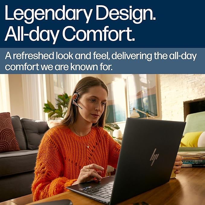 POLY HP Voyager Legend 30 - Bluetooth Monaural Headset - Discreet Boom & 4 Noise-Canceling Mics, WindSmart Technology, All-Day Comfort, Seamless Connectivity, Smart Sensors & Call Controls, Black