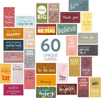 DIVERSEBEE 60 Pack Assorted Motivational Cards - Inspirational and Kindness Mini Note Cards, Gratitude Encouragement Card Set with 60 Unique Motivational Quotes Business Card Size (Assorted)