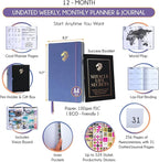 Life Planner - Undated Daily, Weekly & Monthly Planner with Budget Section | A 12 Month Journey to Increase Productivity & Happiness | Life Organizer & Gratitude Journal - Horizontal Format