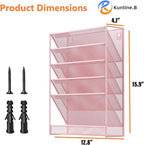 Kuntine.B Wall File Organizer Office Hanging Magazine Holder Wall File Organizer for Office Home (Pink, 6 Tier)