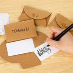 25PCS Mini Envelopes with 25 Blank Cards 4.1 x 2.8 inch Gift Card Holders Cute Tiny Envelopes with Heart Clasp for Gift Cards, Wedding Party Favors, Greeting Cards Mailing, Business Cards