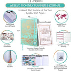 Law of Attraction Planner – Undated Hourly, Weekly & Monthly Goal Setting Planner, 12-Month to Increase Productivity | Life & Gratitude Journal, Include Foldable Vision Board, Gift Box & Stickers