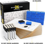 Magicfly Small White Boards, Dry Erase Board Pack of 26, Mini Whiteboards 9x12 Inches Double-Sided White Boards for Students Classroom Teachers School Supplies Office with 32 Pens and 26 Erasers