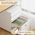 Metal Mobile File Cabinet with Lock and 4 Keys - Fully Assembled, Under Office Desk 3 Drawers Filing Cabinet for Home Office with Anti-tilt Wheels, A4/Legal/Letter Hanging File Drawers