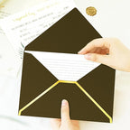 60 Pack Gold Envelopes 5x7 Bulk Tan Brown, 250G Pearled Cardstock A7 Envelopes for Invitations Business Mailing Envelope with Gold Foil Border, A6 4x6 Envelopes for Wedding Baby Shower Cards