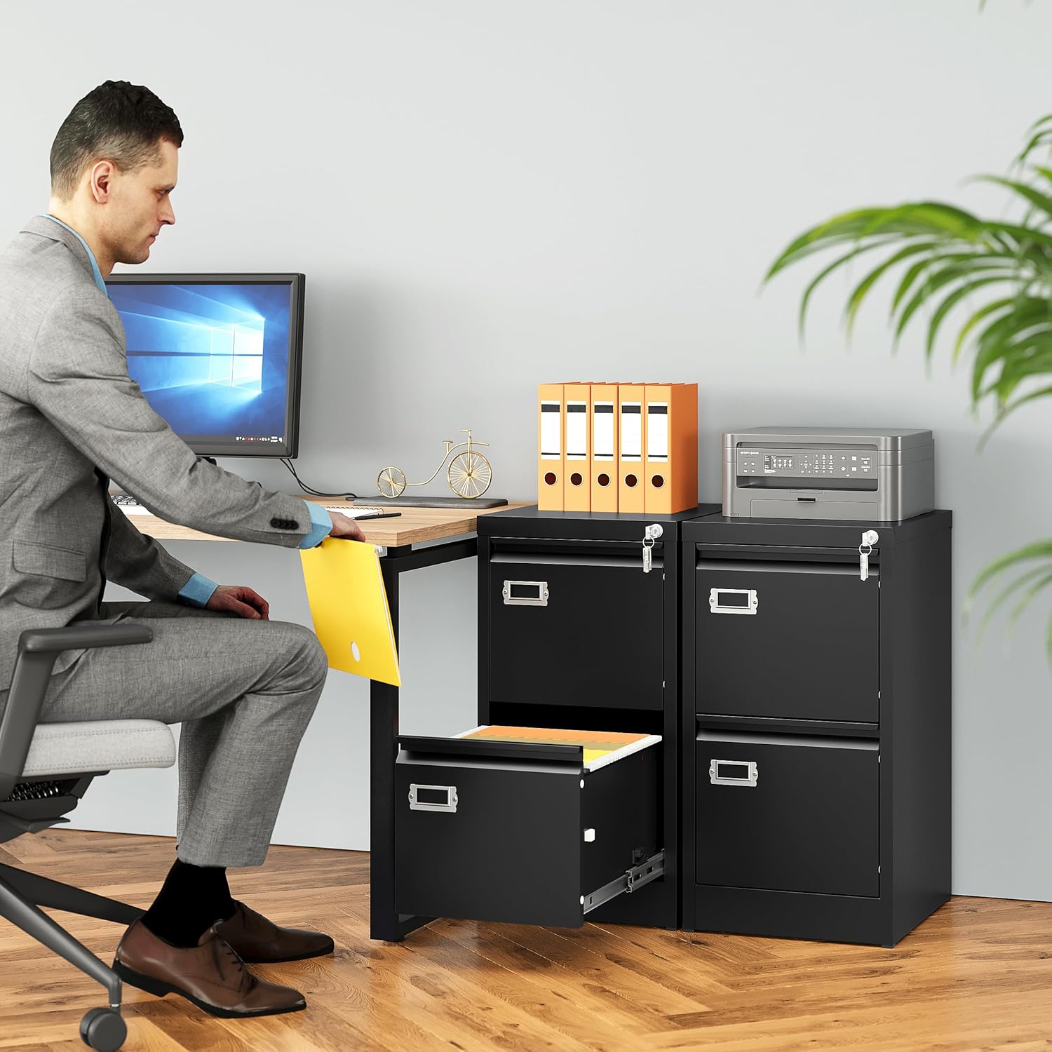 SISESOL 2 Drawer File Cabinet with Lock and Tag,Narrow Two Drawer Filing Cabinet,Vertical Metal File Cabinets,Small Filing Cabinets for Home Office Fit Letter/A4/Legal Size File,Easy Assembly