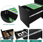 YITAHOME 3-Drawer Metal Filing Cabinet Office Drawers with Keys, Compact Slim Portable File Cabinet, Pre-Built Office Storage Solution for A4/Letter/Legal, Black