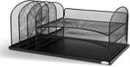 Safco Onyx Desk Organizer, 3 Vertical Compartments and 3 Trays, Office and Classroom Mailbox , Paper and Mail Sorter, Steel Mesh, Black