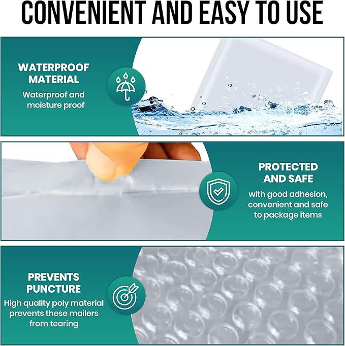 Levex - #000 4" x 8" [100 Pack] Poly Bubble Mailers, Padded Envelope Mailers, Packing Envelope & Mailing Bags for Shipping